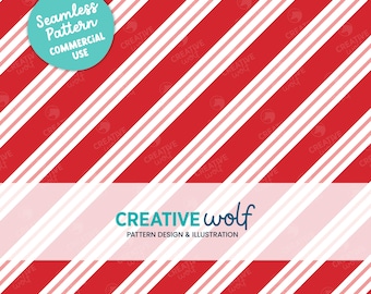 Christmas Candy Cane Stripes Seamless Pattern: Pastel Pink & Red (Digital Download, Commercial use)