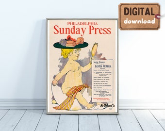 Vintage Art Print. Philadelphia Sunday Press Prints. PRINTABLE Download | 204