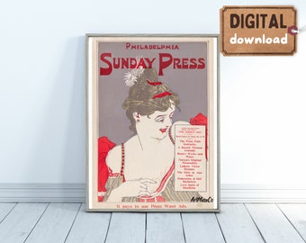 Vintage Art Print. Philadelphia Sunday Press Prints | Digital Download | 206