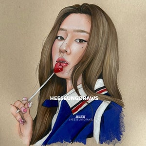 Yunjin Le Sserafim drawing print a5