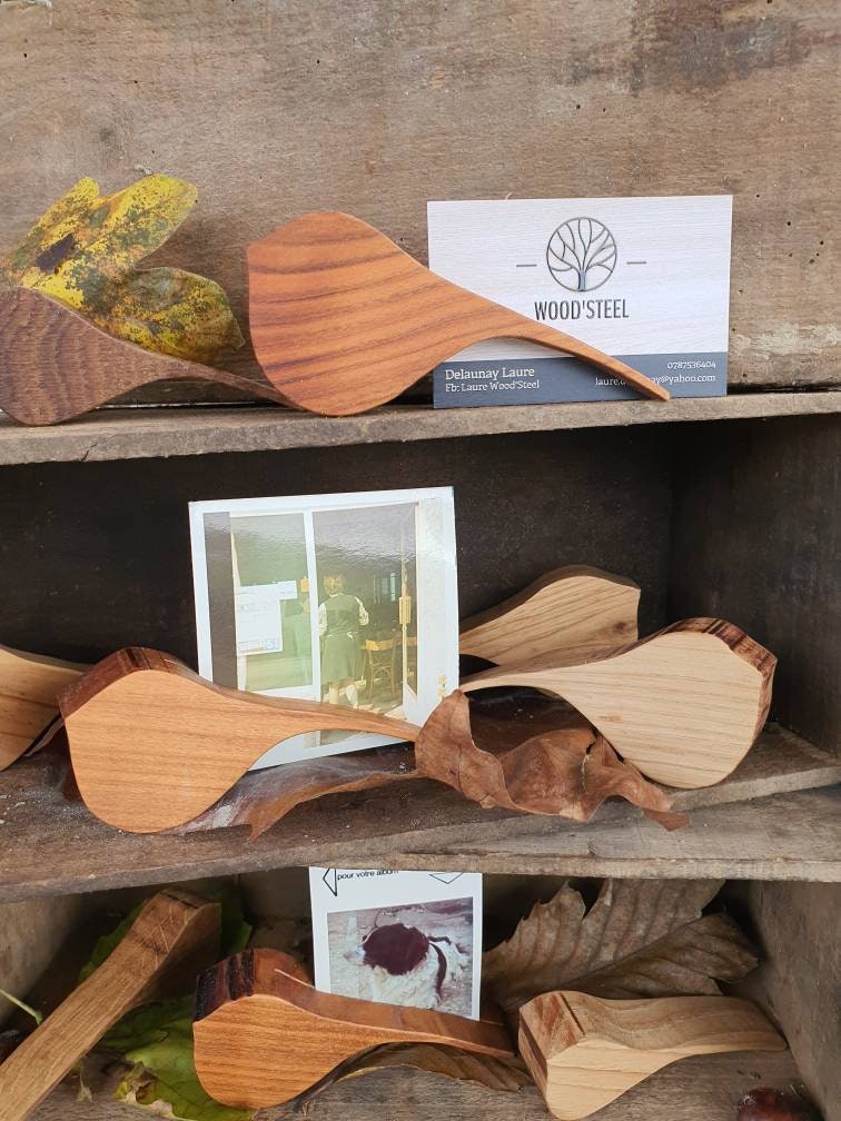 Oiseaux Artisanaux, Porte Photos/Cartes de Visites en Bois, Châtaigner, Merisier