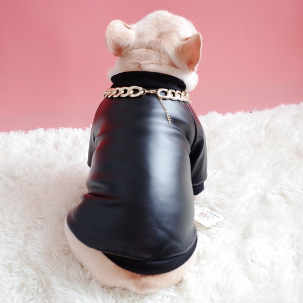 Veste en cuir pour chien | | de mode d’hiver Vêtements pour hommes | Faux | Manteau | Français bouledogue | Carlin | Printbounty