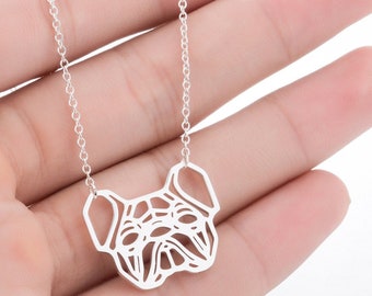 French Bulldog origami pendant necklace| rose gold, gold, silver pet dog jewelry gift for women, teens, girls | tiny Frenchie charm