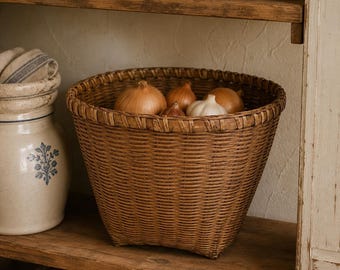 Cottage anglais panier en osier garde-manger rustique de stockage tissé à la main rassemblement vintage