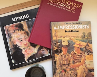 Vintage Impressionist Art Books Set Monet Renoir Hardcover Illustrated Coffee Table Books