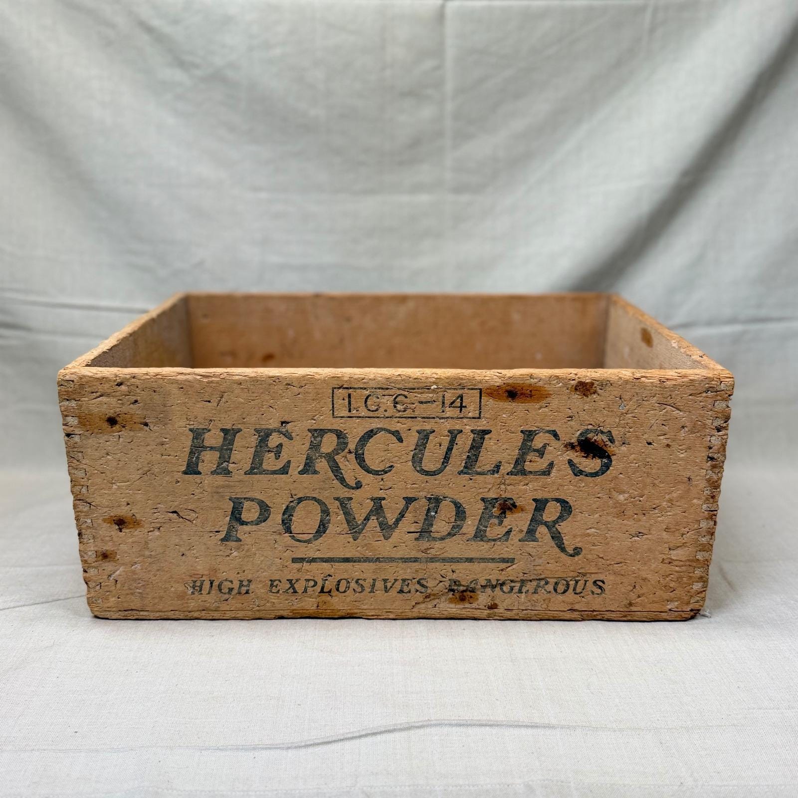Antique Hercules Powder Wooden Crate Primitive Industrial Garage