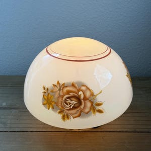 Vintage Milk Glass Floral Brown Rose Pattern Ceiling Light Shade