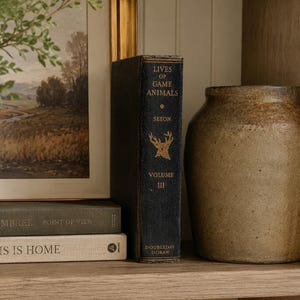 Vintage Black Leather Decorative Book Neutral Shelf Decor Moody Library Styling image 1