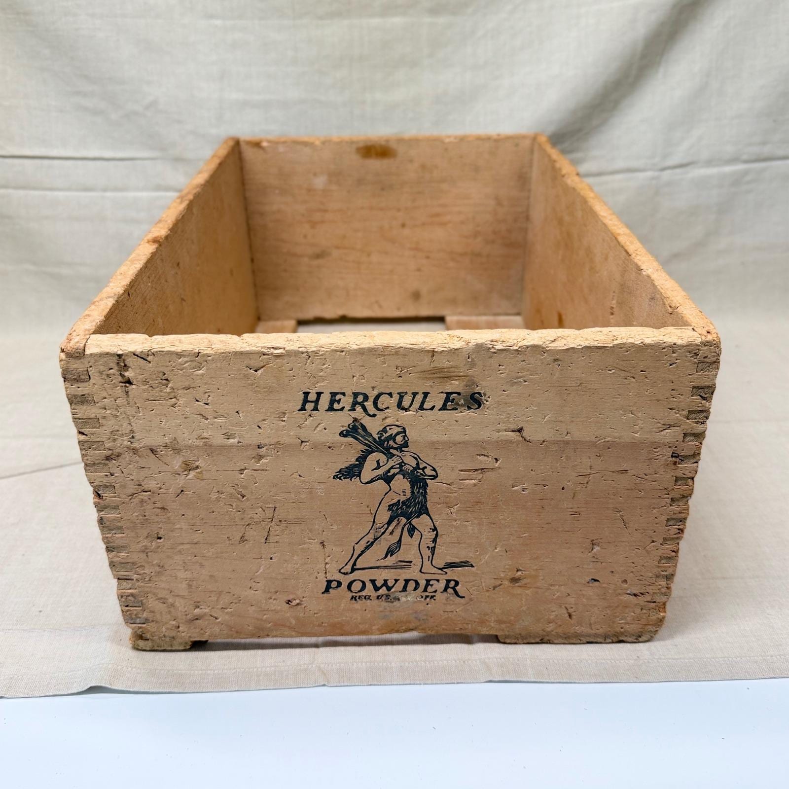 Antique Hercules Powder Wooden Crate Primitive Industrial Garage