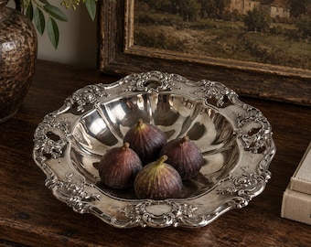 Vintage Towle Schale im Stil der Alten Meister, versilbert, mit Rosen- und Rankenmuster, 28 cm (11 Zoll), floral