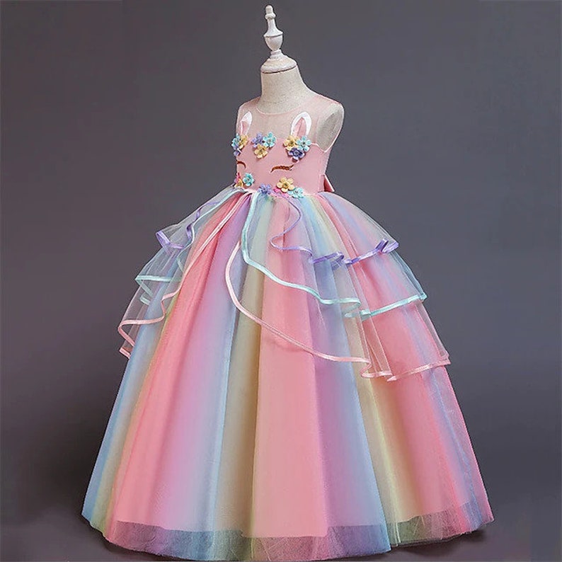 Little Girls' Kids Dress Unicorn Rainbow Costume Party - Etsy