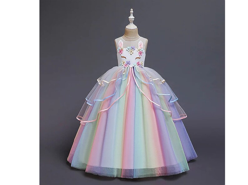 Little Girls' Kids Dress Unicorn Rainbow Costume Party - Etsy