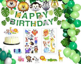 56-Piece Jungle Set XXL Balloons Foil Balloons Children's Birthday Birthday Party Party