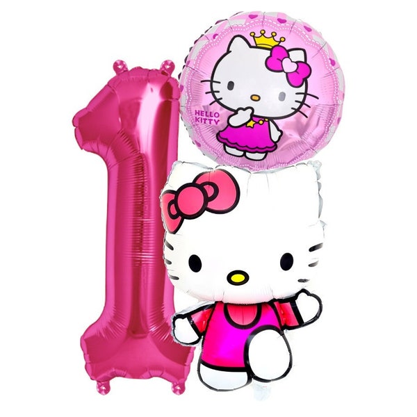 Hello Kitty Girls Geburtstags Set 1-8 Folienballon Luftballon Ballon Party Deko Katze Birthday Helium
