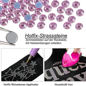 Rhinestones Hot Fix Glass Flatback Rhinestones Hotfix Round Crystals Crystal Stone Jet AB Pink pink SS5-SS30 288-1440pcs image 3