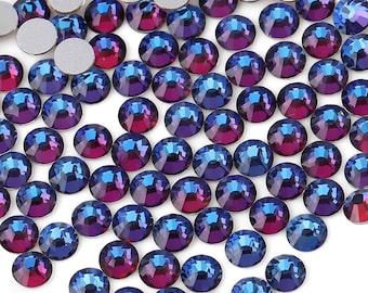 Strasssteine Hot Fix Glas Flatback Strass Steine Hotfix Runde Kristalle Kristallstein Blauer Vulkan Blau Rot bunt  (SS5-SS30) 288-1440Stück