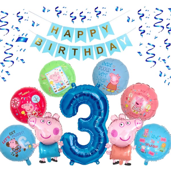 Peppa Wutz Boys Geburtstags Set 1-9 Folienballon Luftballon Ballon Deko Pepa Pig Schorsch Familie Party Kindergeburtstag Mädchen