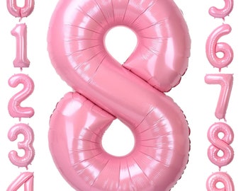 XXL Numbers Rose Pastel Foil Balloon 100 cm Helium Birthday Balloon Air Pastel Pink 0 1 2 3 4 5 6 7 8 9 16 18 21 25 30 Party Decoration Birthday