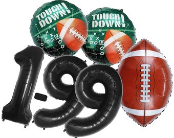 Ensemble de football américain + ballon numéro 1-99 noir NFL Rugby Ball Sport Party Thème Ballons en aluminium Décoration Super Bowl, Anniversaire CHÈVRE