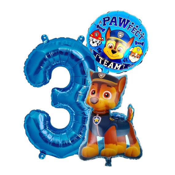 Chase Birthday Set 1 2 3 4 5 6 Numero 100 cm Palloncino foil blu Paw Patrol  Decorazione Festa Buon compleanno Deco bau bau salvataggio -  Italia
