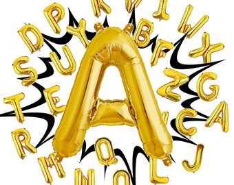 Ballon en aluminium avec lettres XXL, 100 cm, ballon d'anniversaire à hélium doré, décoration de A à Z, fête, anniversaire, mariage, Eid, anniversaire d'enfant