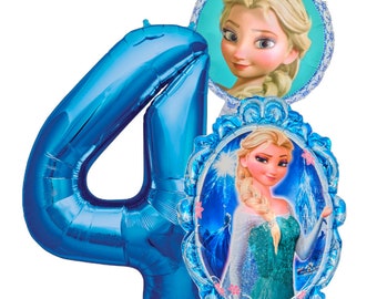 Elsa Frozen Birthday Set 1 2 5 4 3 6 7 8 9 Blue Foil Balloon Balloon Decoration Frozen Birthday Helium Children's Birthday