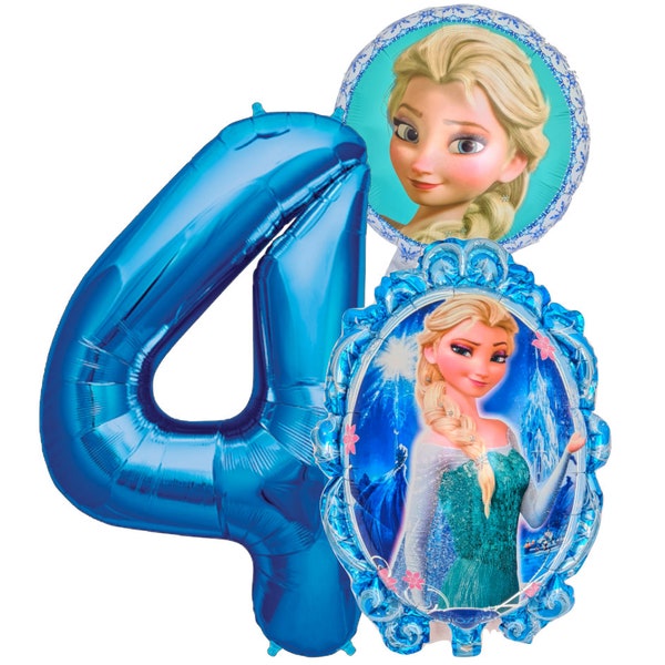 Elsa Eiskönigin Geburtstags Set 1 2 5 4 3 6 7 8 9 Blau Folienballon Luftballon Ballon Deko Frozen Birthday Helium Kindergeburtstag