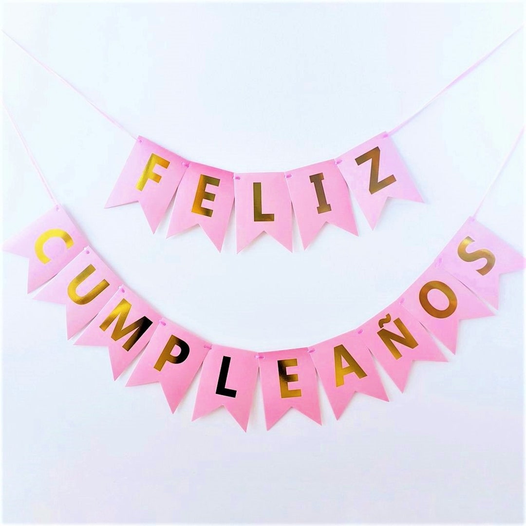XXL Feliz Cumpleaños Birthday Garland Pink Pink Spanish Español Banner