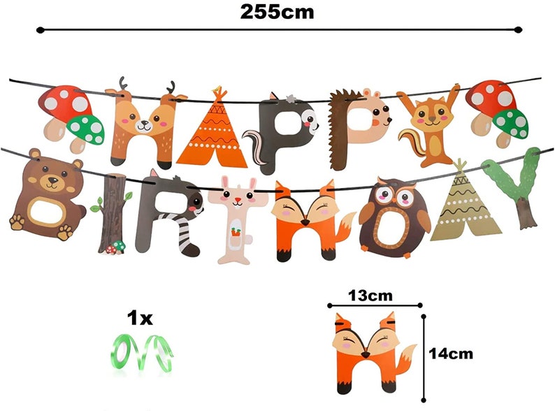 Waldtiere Geburtstag Deko Set Wald Tiere Bauernhof Happy Birthday Folienballon Latexballons Ballon Deko Cupcake Aufsteller Tier Herbst Party Bild 10