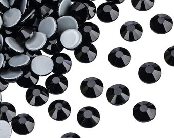 Strass Hot Fix Vetro Flatback Strass Hotfix Rotondo Cristalli Pietre di cristallo Nero nero scuro (SS5-SS30) 288-1440 pezzi