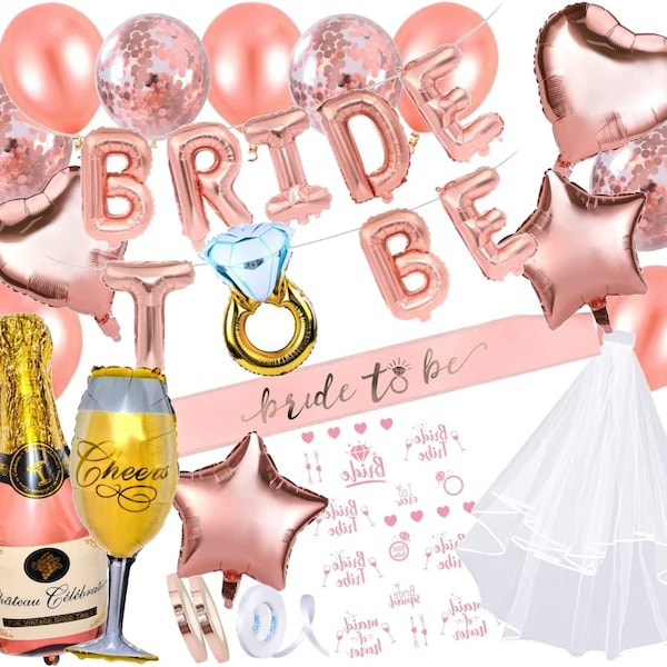 Enterrement de vie de jeune fille JGA Décoration pour femmes / filles avec la mariée à être ceinture et voile Balloons EVJA Party