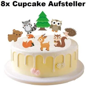 Waldtiere Geburtstag Deko Set Wald Tiere Bauernhof Happy Birthday Folienballon Latexballons Ballon Deko Cupcake Aufsteller Tier Herbst Party Bild 9