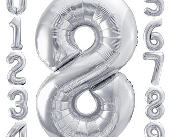 XXL numbers silver foil balloon 100 cm helium birthday balloon air silver silver 0 1 2 3 4 5 6 7 8 9 16 18 21 25 30 Party Deco Birthday