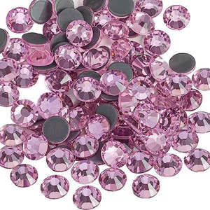 Rhinestones Hot Fix Glass Flatback Rhinestones Hotfix Round Crystals Crystal Stone Jet AB Pink pink SS5-SS30 288-1440pcs image 4