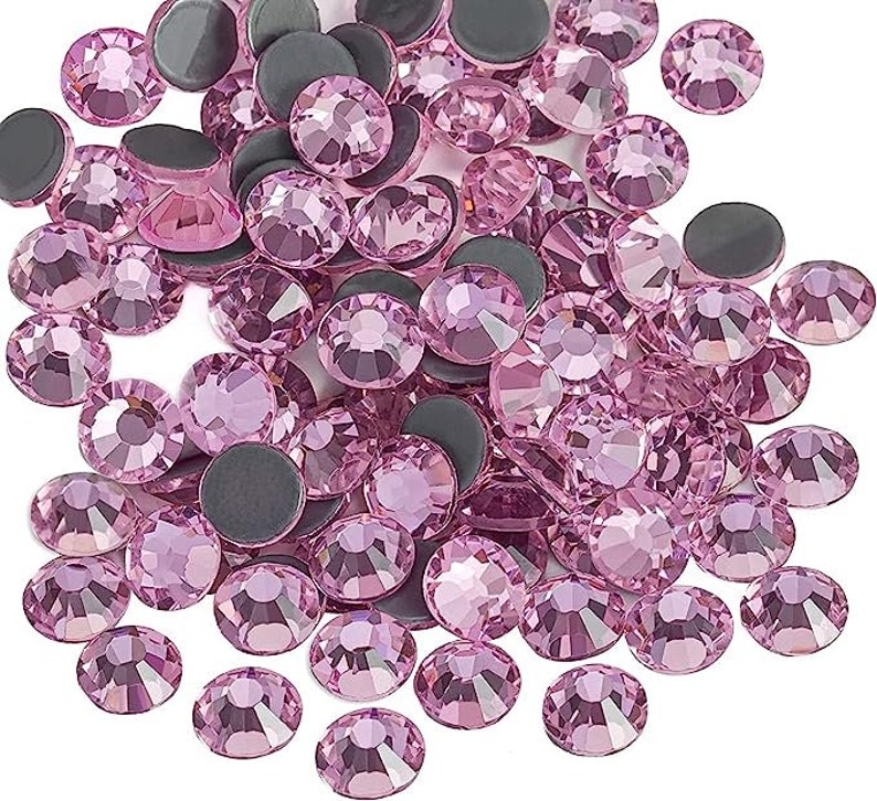 Rhinestones Hot Fix Glass Flatback Rhinestones Hotfix Round Crystals Crystal Stone Jet AB Pink pink SS5-SS30 288-1440pcs image 4