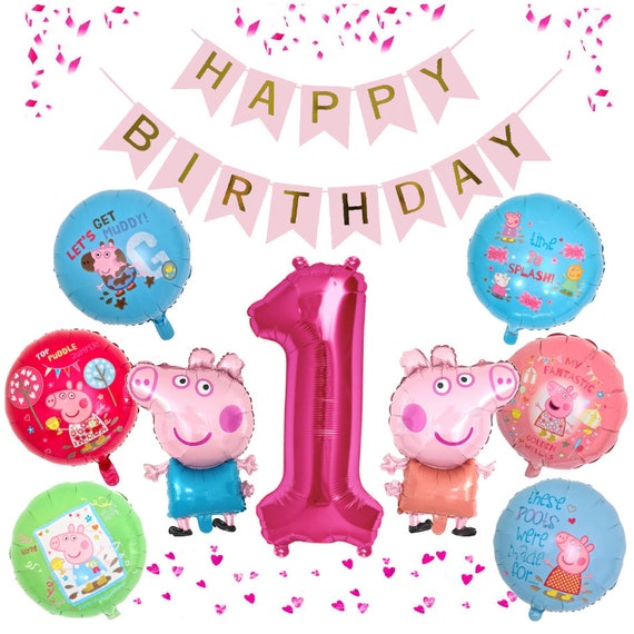 Peppa Pig Girls Birthday Set 1-8 Foil Balloon Balloon Decoration