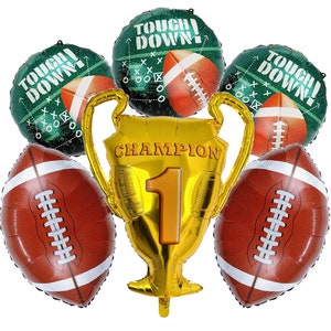 Ballon de football américain, NFL, ballon de rugby sur le thème de la fête sportive, ballons en aluminium, décoration, décoration, super bol, anniversaire, ballon de chèvre, célébration Set groß + Pokal