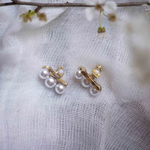 Dainty Pearl Clip On Earrings: Gold Plated, Comfortable