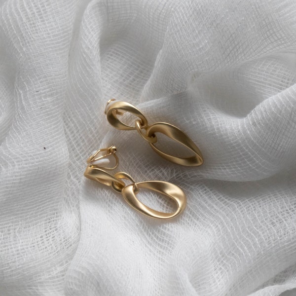 Dangly Clip On Earrings | Dainty Clip Ons | Abstract Clip Ons | Gold Clip On Earrings