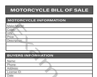 Formulario PDF imprimible de factura de venta de MOTOR CYCLE