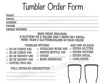 Formulario de pedido de vaso: ¡envíeme un mensaje para agregar el logotipo!