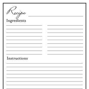 Blank Recipe Template Printable AND Fillable on Adobe Reader's Free ...