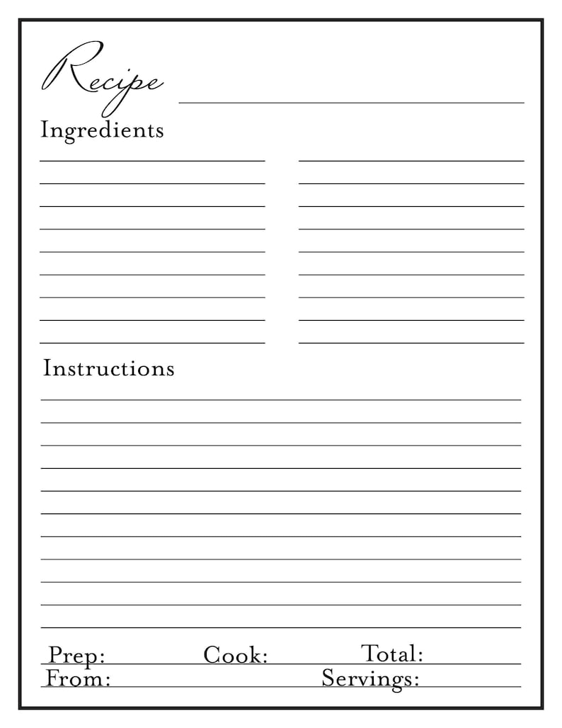 Blank Recipe Template Printable AND Fillable ( on Adobe Reader #39 s Free Blank Recipe Template Printable AND Fillable ( on Adobe Reader #39 s Free