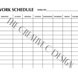 Employee Work Schedule - Print Out - 12 person - Printable - Download - PDF 8.5 x 11 Landscape