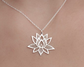 Collier fleur de lotus, collier lotus sacré, pendentif lotus, collier fleur de lotus en argent, bijoux pour femme, pendentif lotus en argent sterling