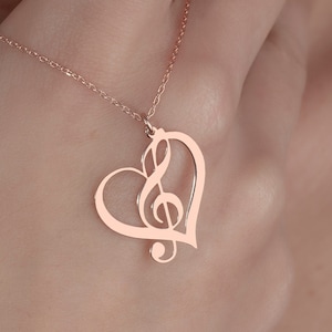 Violinschlüssel Halskette in Sterling Silber, Herz Form Violinschlüssel, Geschenk für Musiker, Musik Note Anhänger, Musikalischer Schmuck, Musik von Herzen