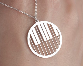 Sterling Silver Piano Keys Necklace, Music Lover Gift