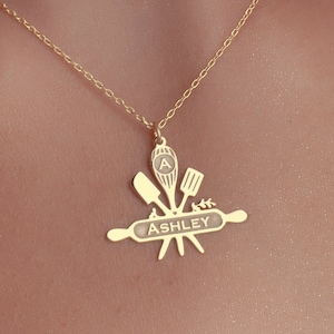 Collar de chef, collar de chef personalizado, collar con nombre de cocinero, colgante de cuchillo de plata, regalo para el cocinero, regalo de chef, regalo para ella, regalo para él