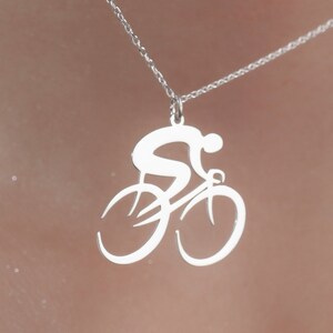 Collier vélo, collier vélo, collier cycliste, colliers en argent pour femme, collier délicat, cadeau de voyage, cadeau amateur de vélo image 3