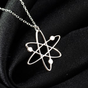 Sterling Silver Atom Molecule Pendant Necklace, Science Gift